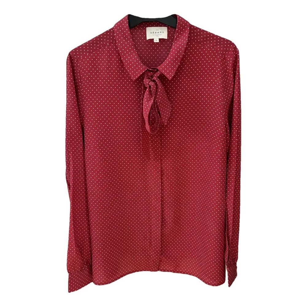 Sezane Silk Shirt - Pink polka dot CHEMISE LADY silk blouse  Pois Écru Fond Fra